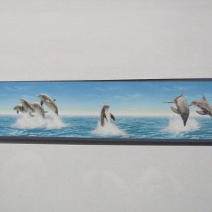 AsCr digi behangrand  dolfijnen xxl  wit zwart blauw