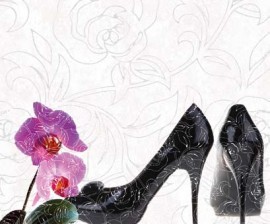 AsCr Fotowand XXL High Heel schoen+bloem zwart