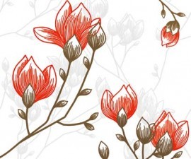 AsCr Fotowand XXL Yoga bloemen rood off-white