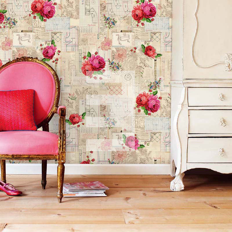 Eijf PIP 3 Fotowand Pip Patterns bloemen roze groen