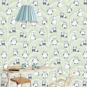 Eijffinger Mini Me Wallpower Panda Palm Green