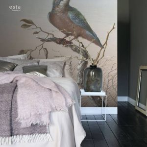 Esta Blush fotobehang met Ijsvogel op tak 158888