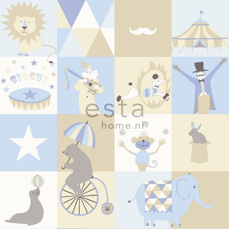 esta-everybody-bonjour-behang-circus-blauw-beige-wit-1