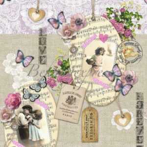 Fotobehang Color Choc brocante/vlindertjesINK6055