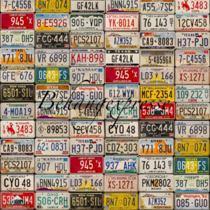 Fotobehang Color Choc met nummerborden INK6086