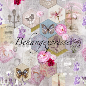 Fotobehang Color Choc roosjes,vlindertjes INK6058