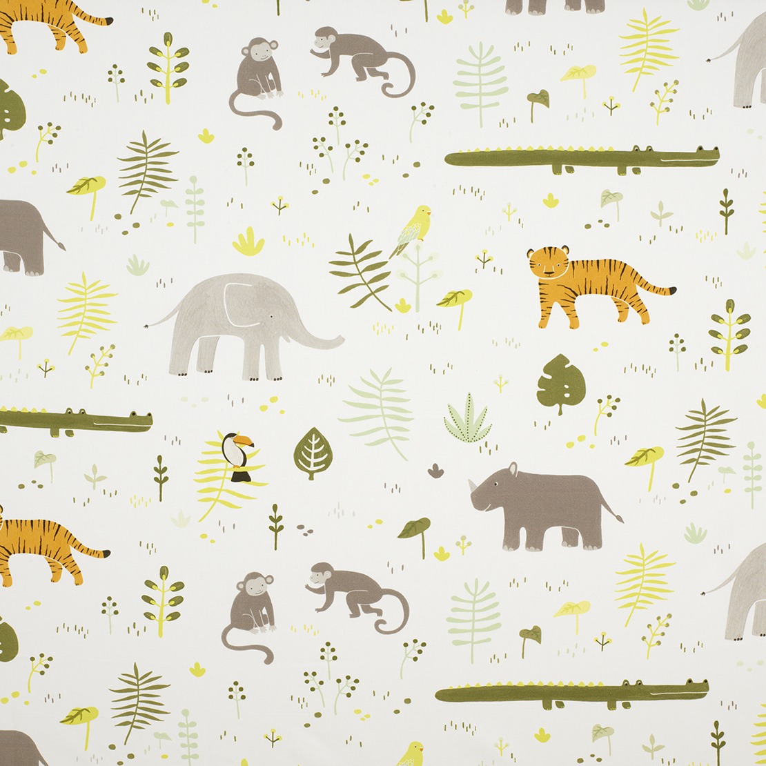 Happy dreams stof met Jungel,aapje,olifantje