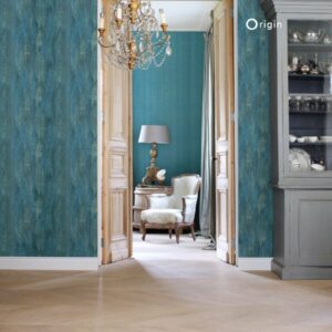 Identity behang linnen structuur zeegroen 347380