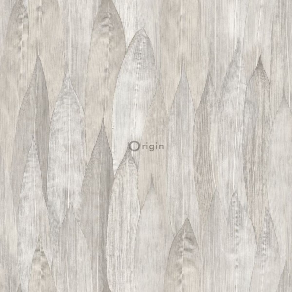 Identity behang met bladeren lichtbeige 347372