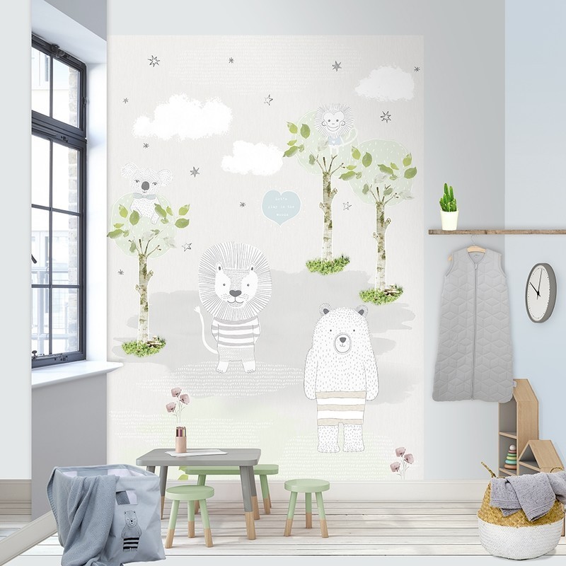 Kay&Liv Fotobehang Bears en Lions creme INK7011