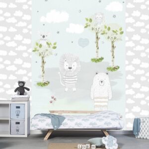 Kay&Liv Fotobehang Bears en Lions Green INK7007