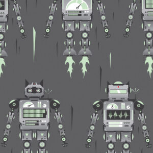 KEK Amsterdam Behang KIDS robot grijs zwart wit groen