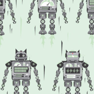 KEK Amsterdam Behang KIDS robot groen grijs zwart wit