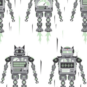 KEK Amsterdam Behang KIDS robot wit grijs zwart groen