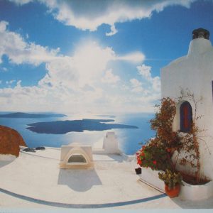 Komar fotowand Santorini zeezicht blauw