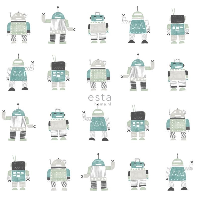 Esta Little Bandits behang met robotjes 138938