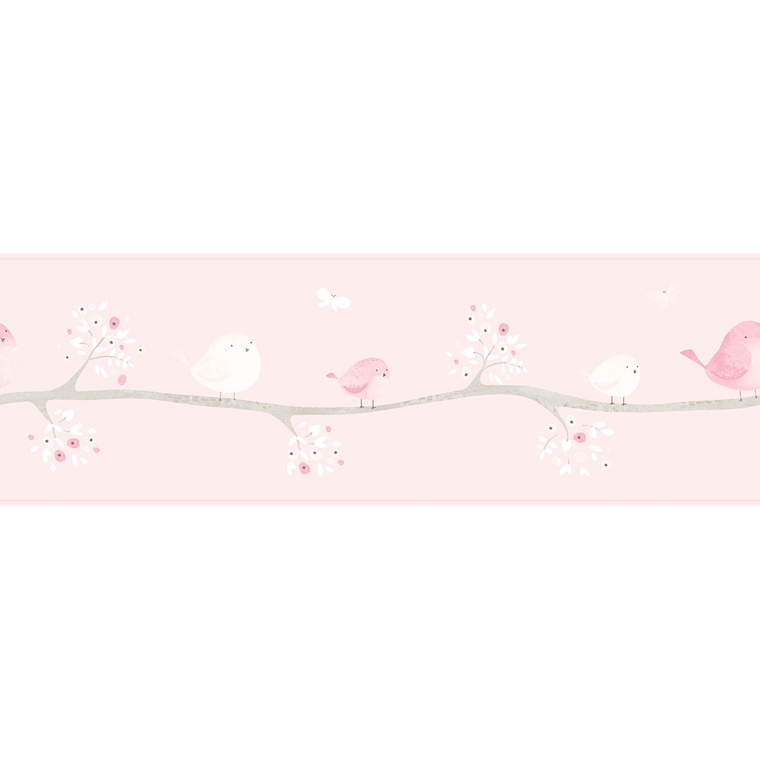 My Little World behangrandje met vogeltjes roze