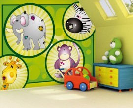 Noordwand Little fotowand Zoo Fun aap giraf