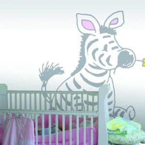 Noordwand Sweet fotowand Sitting Zebra in grey