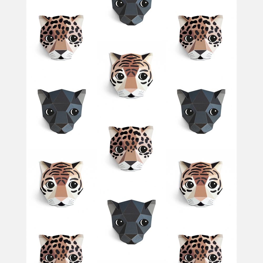 Panthera behang wit