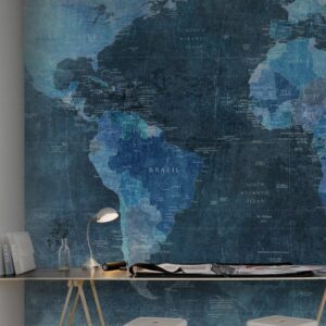 Rebel Walls fotowand World Map blue