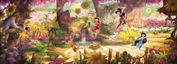Spits Disney fotowand Feeën in tuin multikleur