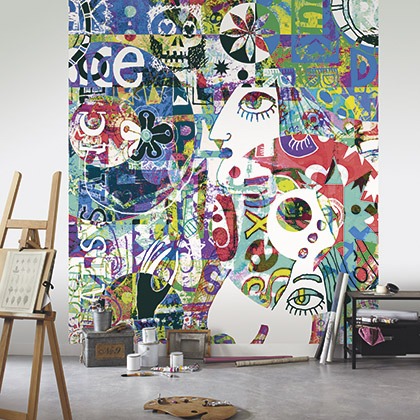 Street ART Wandpaneel Graffity big eyes Multico  6829 4456