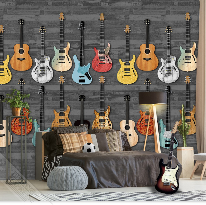 Thomas Wallprint met gitaren