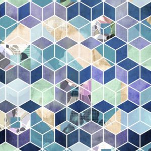 Komar Pure P024-VD2 Geometric Blue/Geometrisch/Grafisch/Modern/Hexagon Fotobehang Noordwand