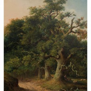 Kek fotobehang Golden Age Landscape met bomen