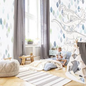 Fotobehang Dino Wall/Dinosaurus/Ruiten/Kinderkamer Behang