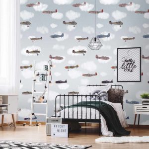 Fotobehang Planes & Clouds/Vliegtuigen en wolken/Kinderkamer Behang