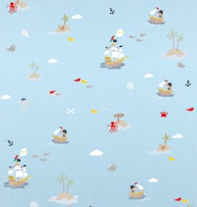 Fotobehang Pirates Blue/Piratenschip/Rovers/Kinderkamer Behang