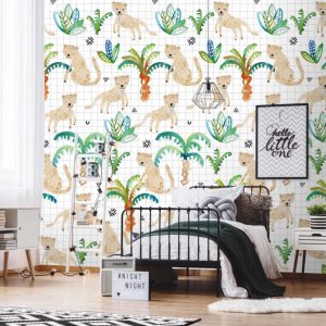 Fotobehang Leopard Life/Luipaard/Ruiten/Dieren/Planten/Kinderkamer Behang
