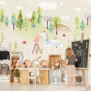 Fotobehang Secret World/Eenhoorn/Fantasie/Kinderkamer Behang