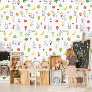 Fotobehang Fruity Fruity/Fruit/Dieren/Kinderkamer Behang