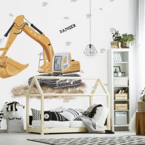 Fotobehang Navvy! /Graafmachine/Werkvoertuig/Kinderkamer
