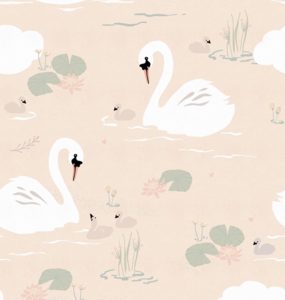 Fotobehang Swans Sand/Zand/Zwanen/Waterlelie/Kinderkamer Behang