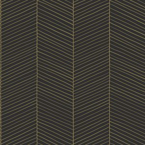 Esta Black&White behang visgraatdessin zwart/goud 139136