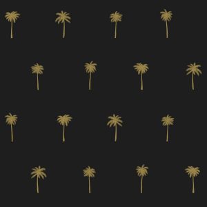 Esta behang Paradise met palmboompjes zwart goud 139161