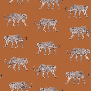 Esta behang Paradise met pantertjes warm oranje 139178