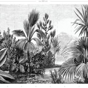 Esta Fotobehang Paradise tropisch landschap zwart wit 158953