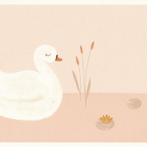 Rose et Nino behangrandje met eendjes roze,huid