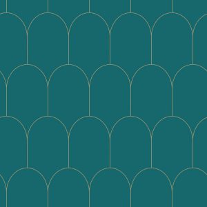 Esta behang Art Deco motief zeegroen/goud 139204