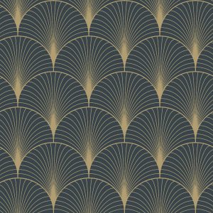 Esta behang Art Deco motief donkerblauw/goud 139231