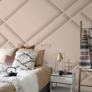 Esta fotobehang Art Deco diagonaal zachtroze  158961