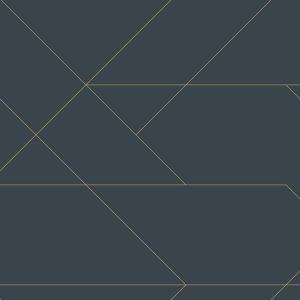 Esta behang Art Deco grafische lijnen blauw /goud 139213