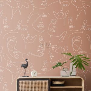 Esta fotobehang Art Deco gezichten terracotta 158960