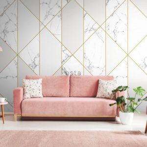 Esta fotobehang Art Deco marmer zwart/wit/grijs/goud 158965