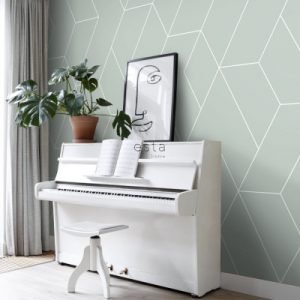 Esta fotobehang Art Deco grafische lijnen vergrijsd groen 158963